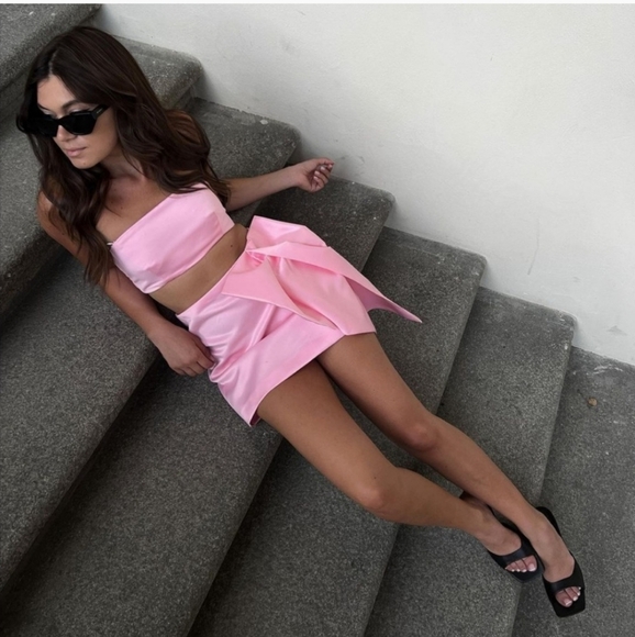 Zara * maxi bow mini skirt  pink size M - Picture 10 of 17